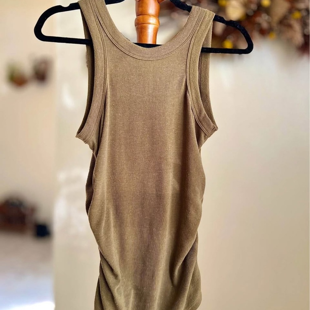 Olive Sleeveless Ribbed Top